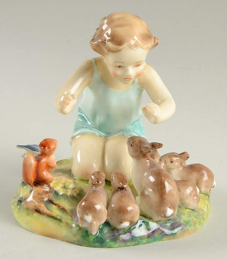Freda Doughty Children Woodland Dance-Blue Dress - No Box by Royal Worcester-1