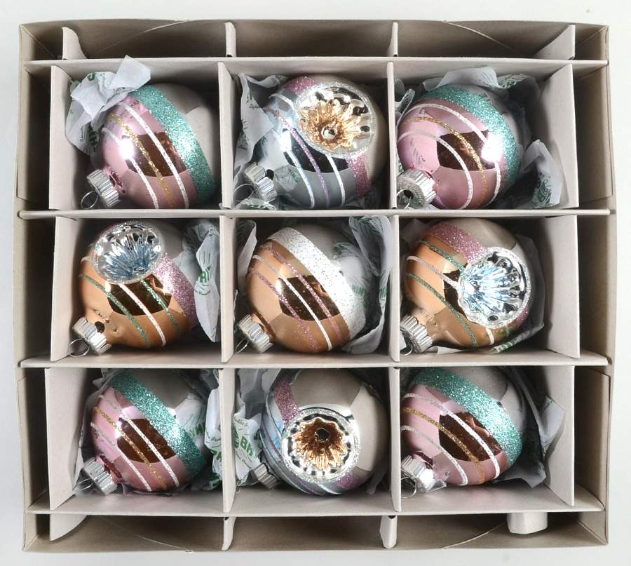Shiny Brite Easter Set 9 Lg Ball Orn Pastels  - Boxed by Christopher Radko-1