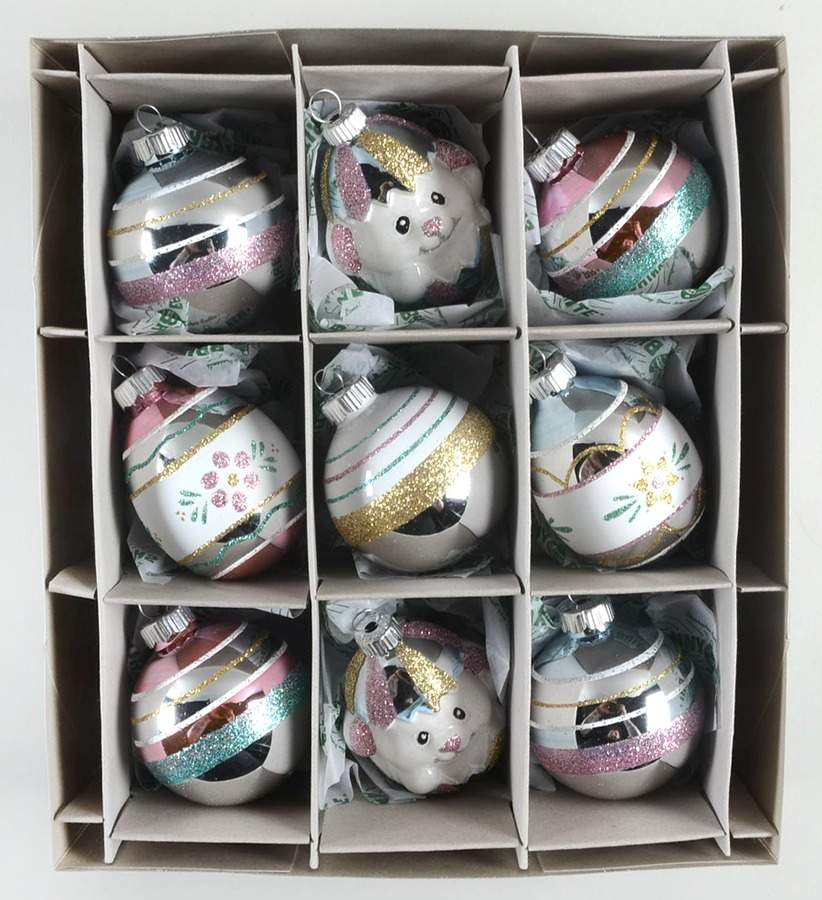 Shiny Brite Easter Set/9 Lg Chick/Egg/Ball Pastel - Boxed by Christopher Radko-1