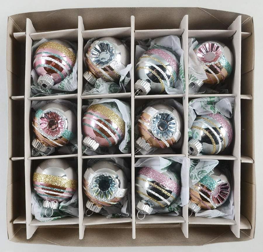 Shiny Brite Easter Set/12 Sm Ball Orn Pastels - With Box by Christopher Radko-1