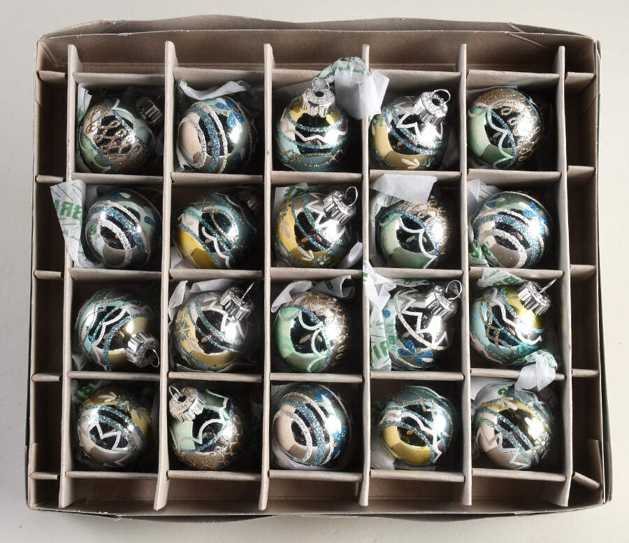 Shiny Brite Easter Balls Squiggle Lines Pastels - Boxed by Christopher Radko-1