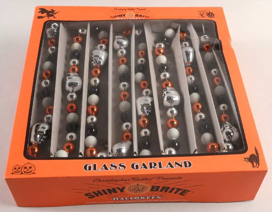Shiny Brite-Halloween 84" Garland Skulls & Balls - Boxed by Christopher Radko-1