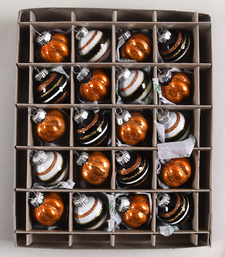Shiny Brite-Halloween 20 Pc Striped Balls & Pumpkins - Boxed by Christopher Radko-1