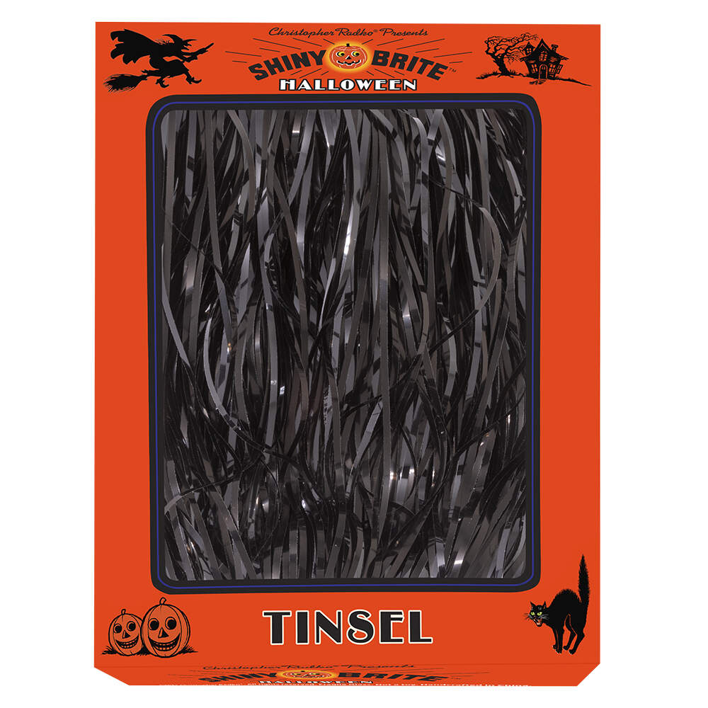 Shiny Brite-Halloween 1000 Strand Black Tinsel - Boxed by Christopher Radko-1