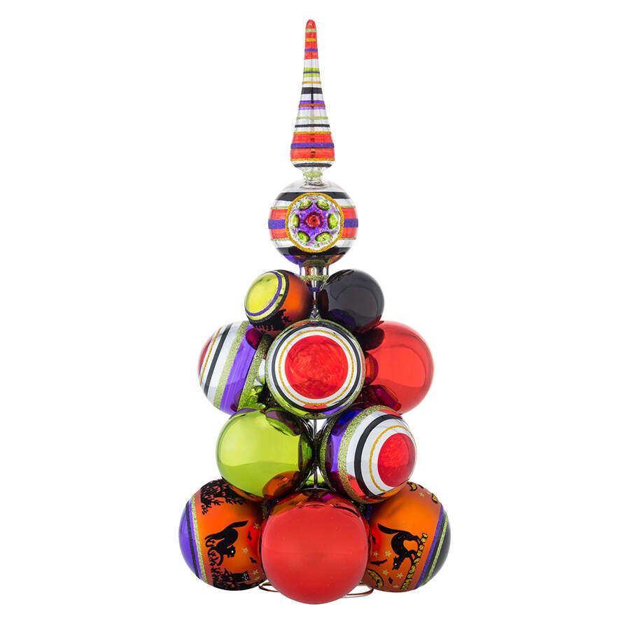 Shiny Brite-Halloween Cluster Tree-16 Ornaments & Topper  - Boxed by Christopher Radko-1