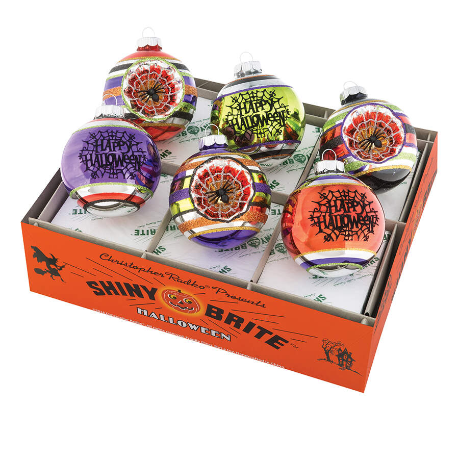 Shiny Brite-Halloween 6pc Decorated Rounds & Reflectors - Boxed by Christopher Radko-1