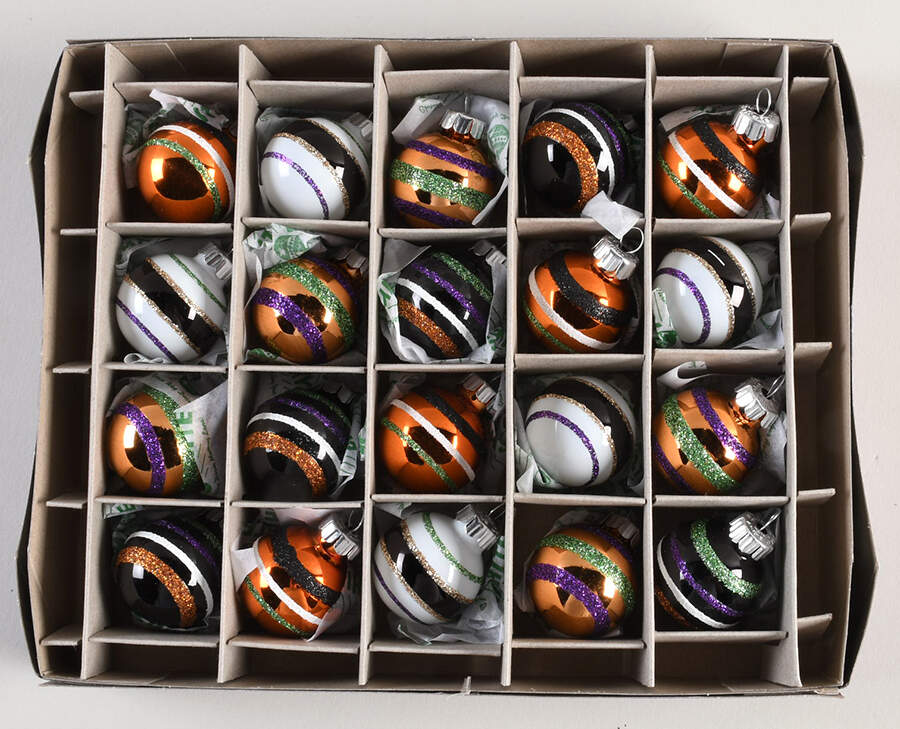 Shiny Brite-Halloween 20pc Striped Balls - Boxed by Christopher Radko-1
