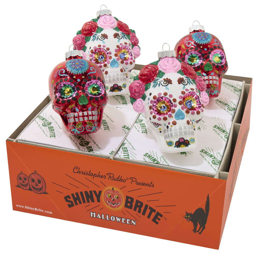Shiny Brite-Halloween Halloween Decorated Skulls - Boxed by Christopher Radko-1
