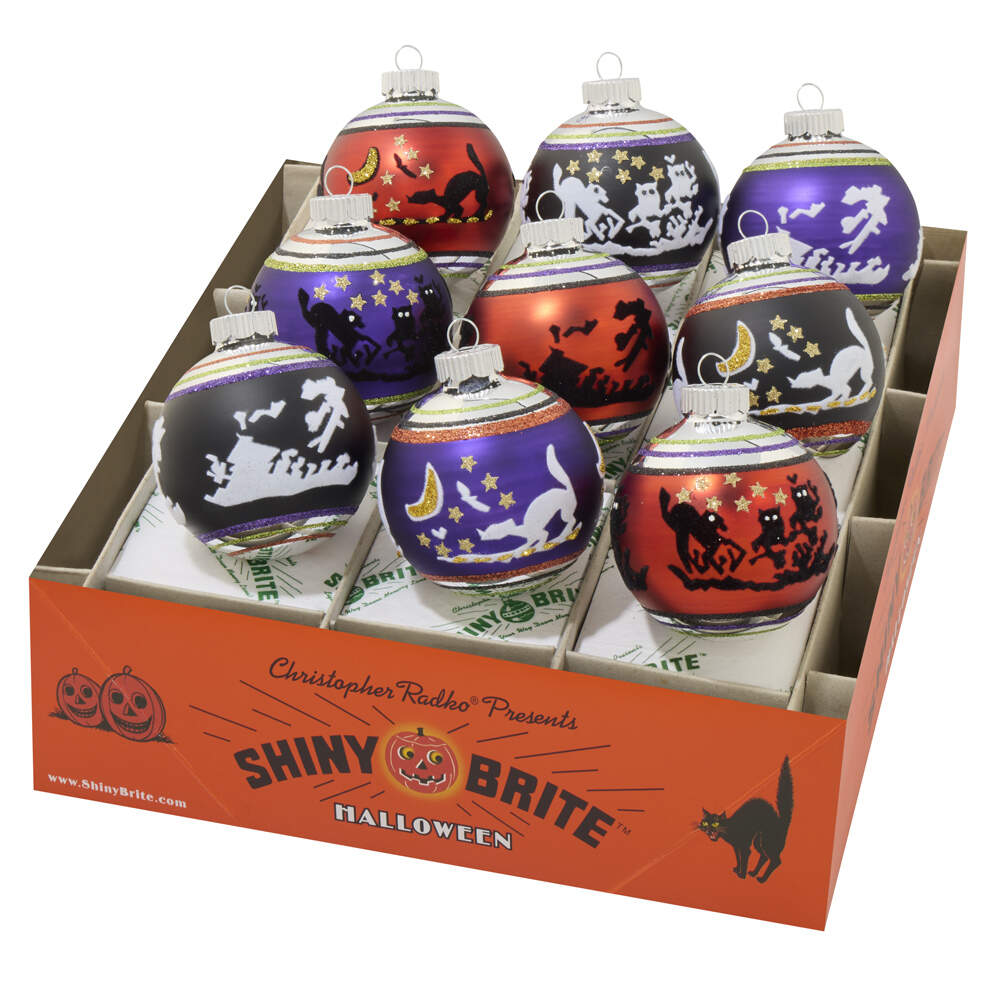 Shiny Brite-Halloween Halloween  Flocked Rounds - Boxed by Christopher Radko-1