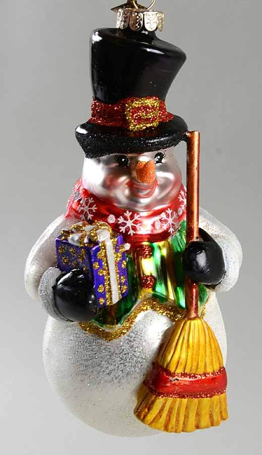 Sparkle Bright Snowman With Broom - No Box by Christopher Radko-1