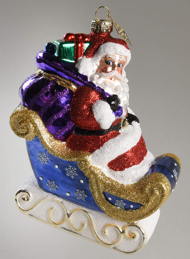 Sparkle Bright Santa In Sleigh W/Snowflakes - No Box by Christopher Radko-1