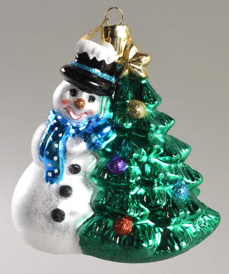 Sparkle Bright Snowman With Tree - Boxed by Christopher Radko-1
