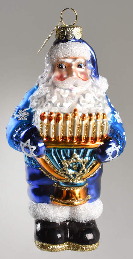 Sparkle Bright Santa With Menorah - Boxed by Christopher Radko-1