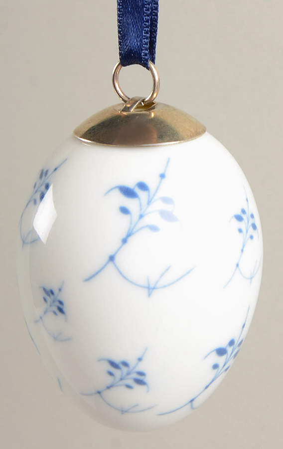 Blue Fluted Easter Egg Ornaments Palmette - With Box by Royal Copenhagen-1