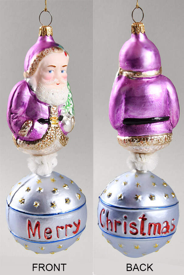 Santa with Pinecones-Trees Season's Greetings-Pink Coat - No Box by Christopher Radko-1