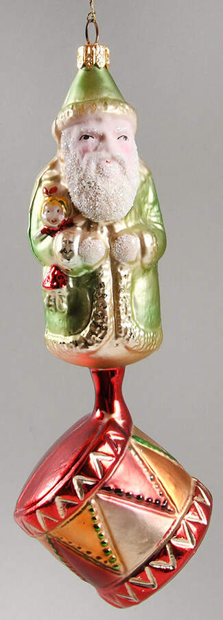 Santa with Musical Instruments Drummer Santa-Green Coat - No Box by Christopher Radko-1