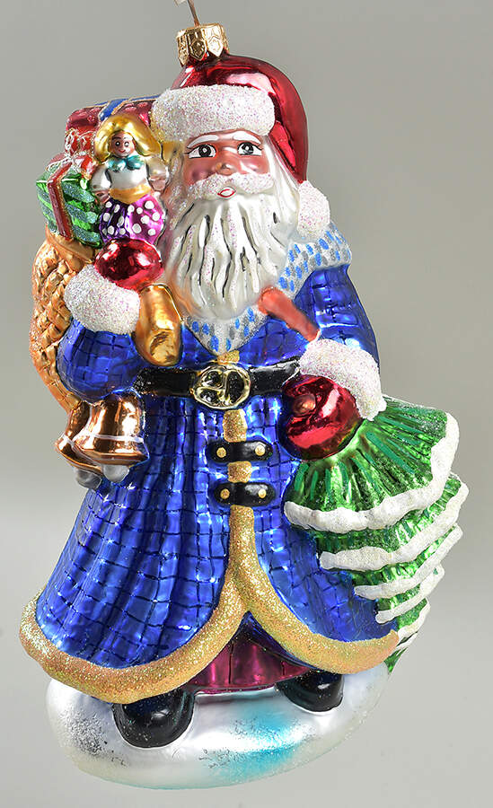Santa with Pinecones-Trees Vintage Sapphire Santa - No Box by Christopher Radko-1