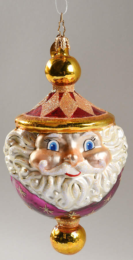 Santa-Heads Chubby Cheerdrops-Purple/Gold Ball - No Box by Christopher Radko-1