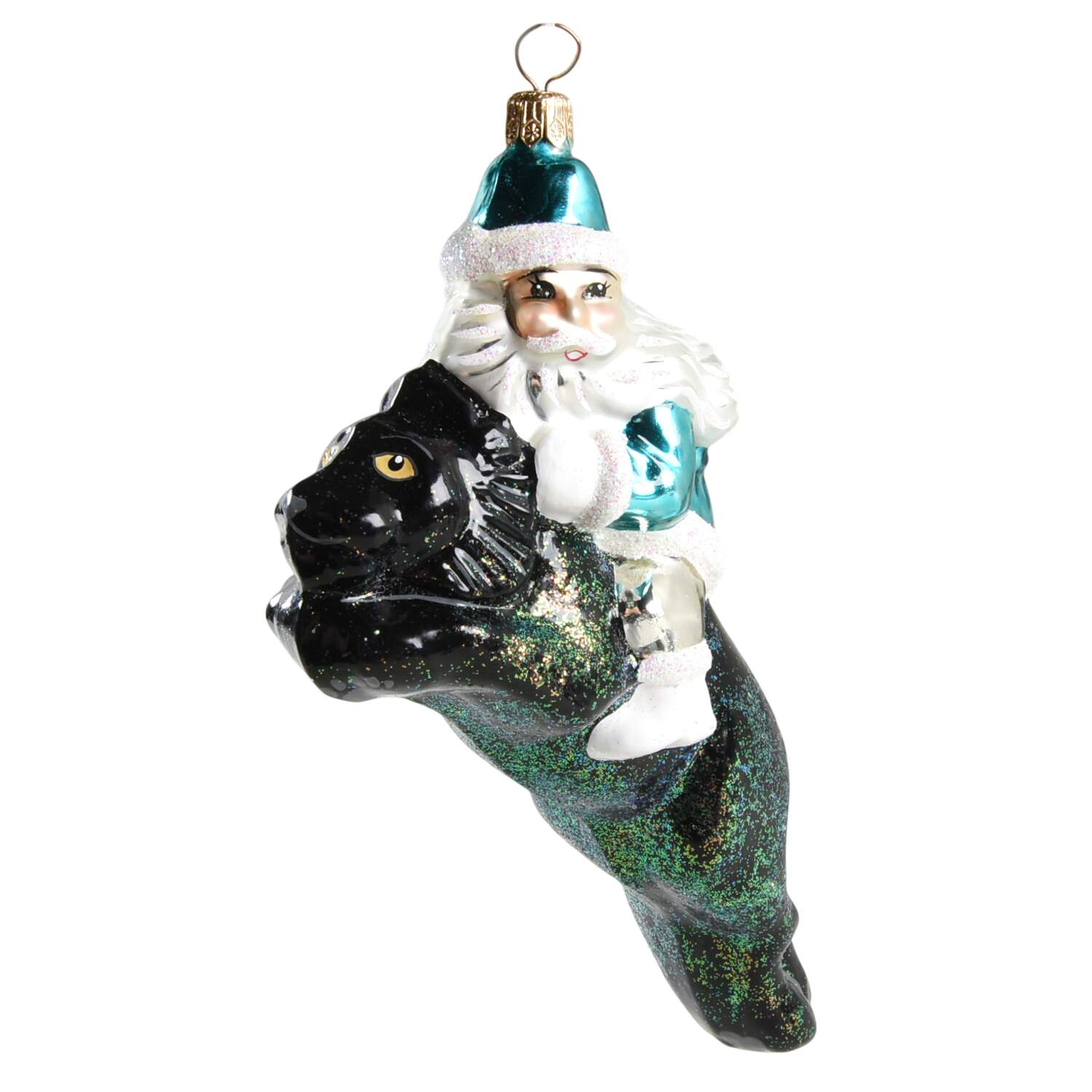 Santas Safari Santa-Blue Suit/Black Cat - No Box by Christopher Radko-1