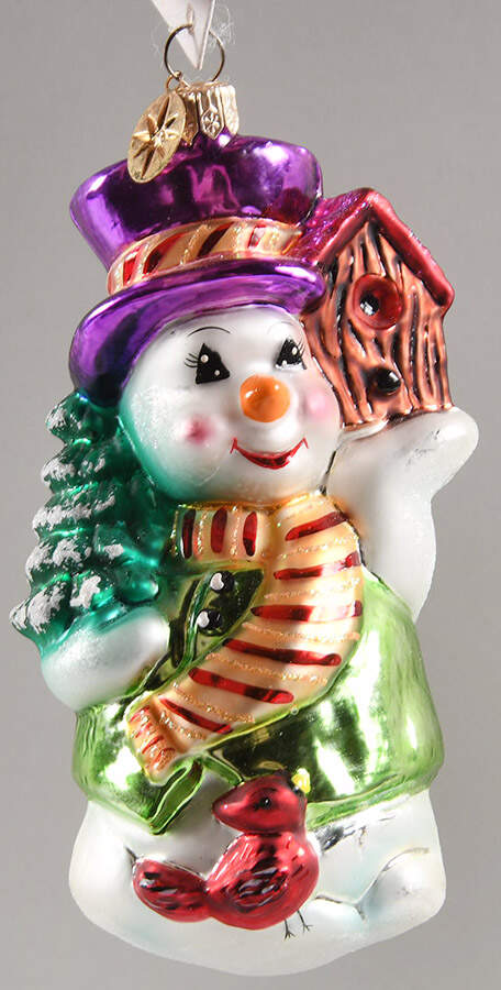 Snowmen Chirpy And Chilly-Purple Hat/Green Shirt - No Box by Christopher Radko-1