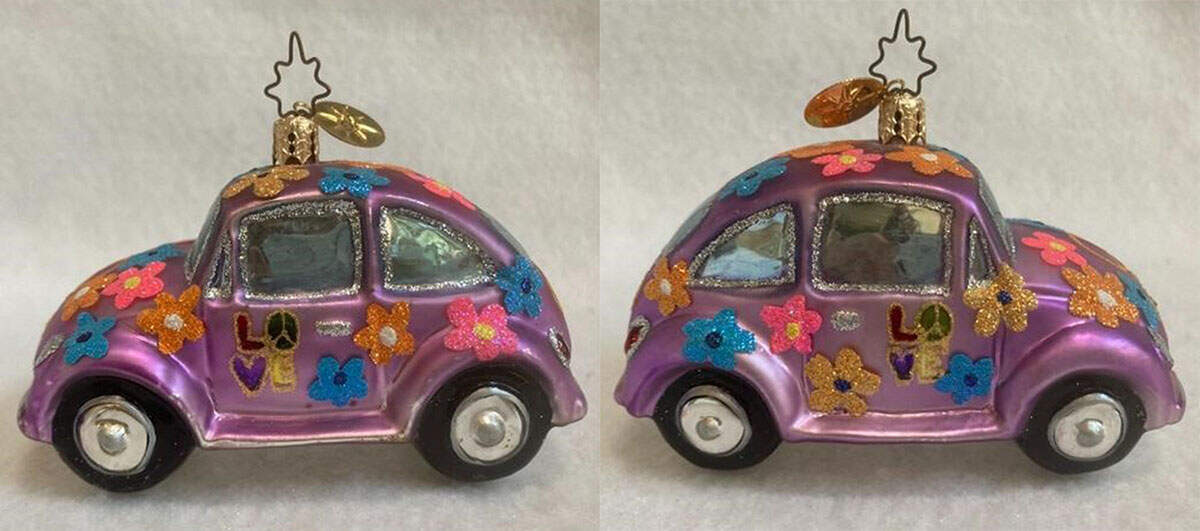 Transportation Love Bug-Purple/Floral - No Box by Christopher Radko-1