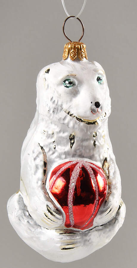 Bears Polar Bear-Red Ball - No Box by Christopher Radko-1