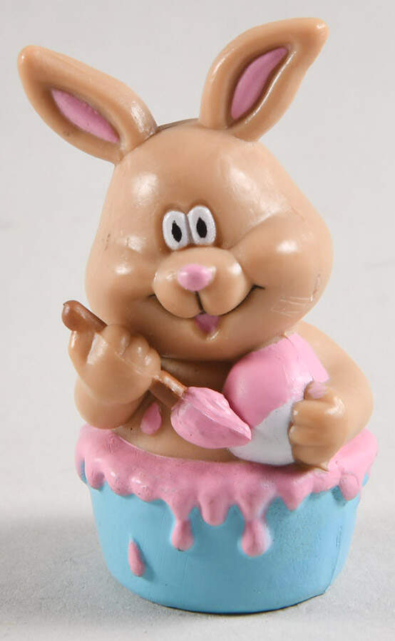 Russ Berrie Miniature Figurine Bunny In Basket - No Box by Russ Berrie-1