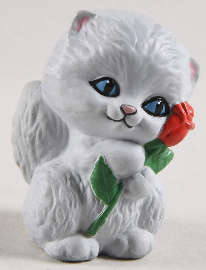 Russ Berrie Miniature Figurine Kitten With Rose - No Box by Russ Berrie-1