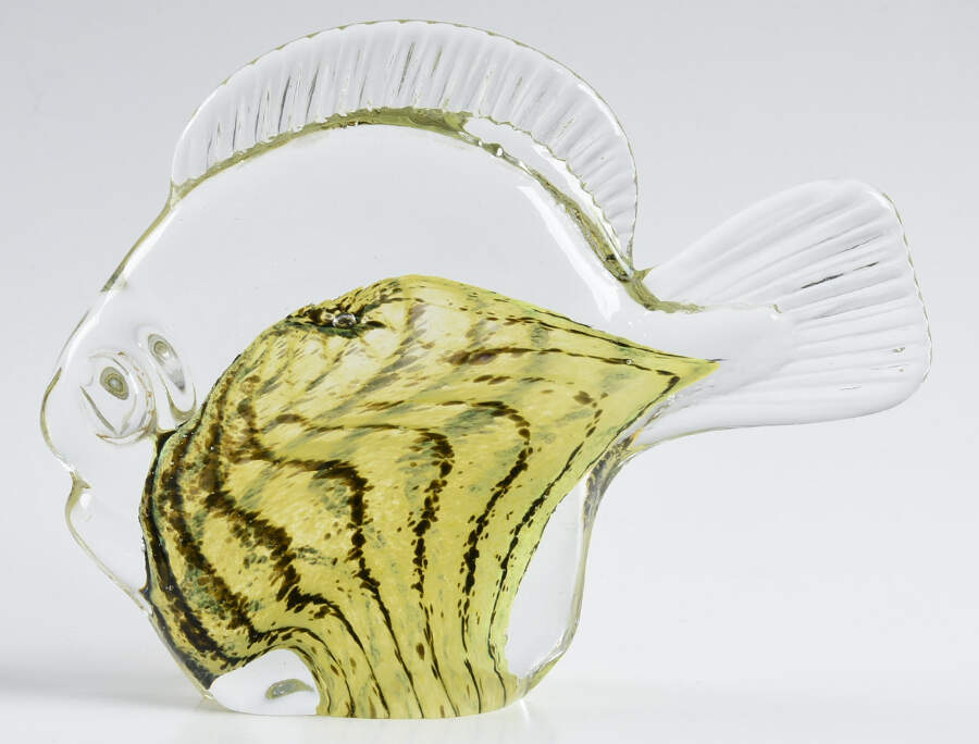 Reijmyre Art Glass Figurines Fish-Clear With Brown/Green Center - No Box by Reijmyre-1