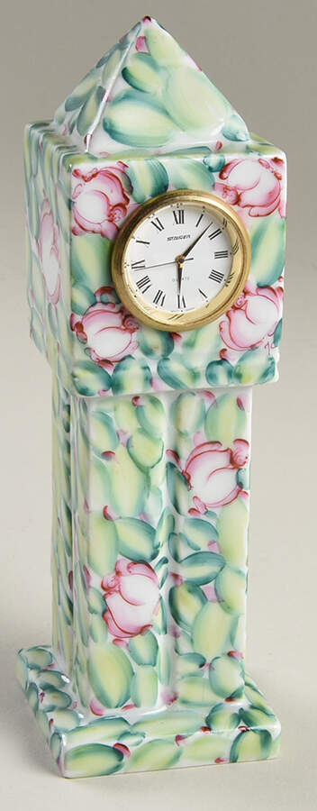 Rochard Clocks Pink Flowers,Green Leaves-Tall - No Box by Rochard-1
