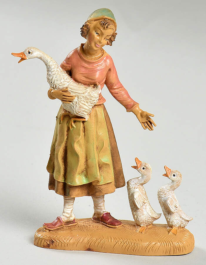 Fontanini Heirloom Nativity 4" Scale Woman With Geese - Boxed by Roman-1