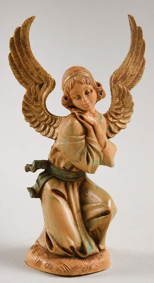 Fontanini Nativity 5" Scale Older Kneeling Angel-Wings Up - Boxed by Roman-1