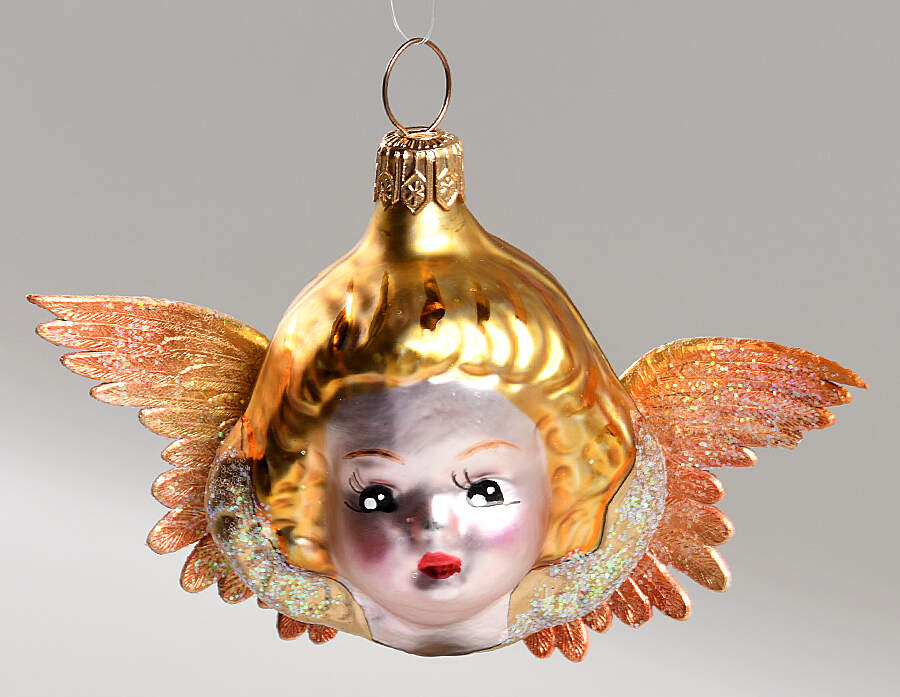 Angel Ornaments (Blown Glass) Cherub-Dark Gold - No Box 42 by Christopher Radko-1
