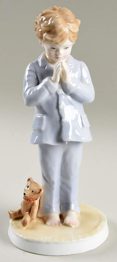 Children of the Future I Pray-Boy In Blue With Teddy - No Box by Royal Worcester-1