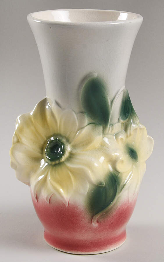 Giftware Vase-Yellow Flowers Gray & Pink - No Box by Royal Copley-1