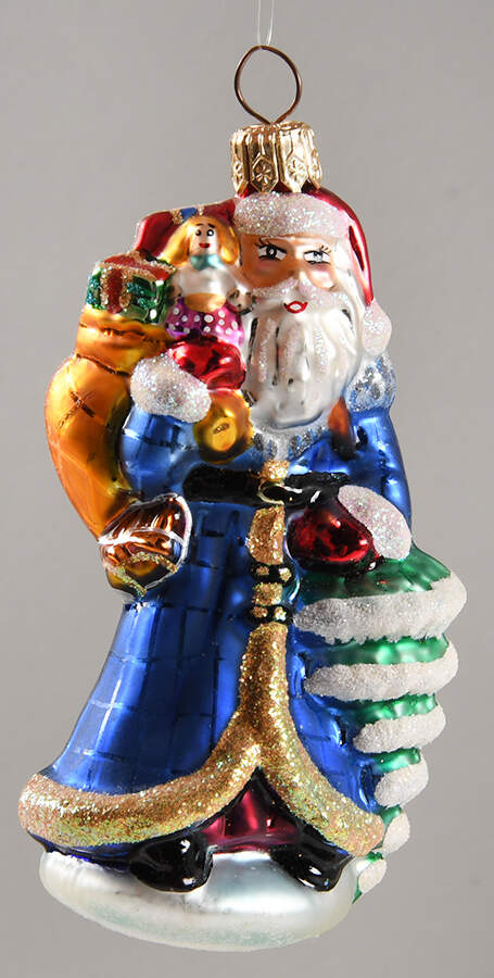 Santa with Pinecones-Trees Petite Vintage Sapphire Santa - No Box by Christopher Radko-1