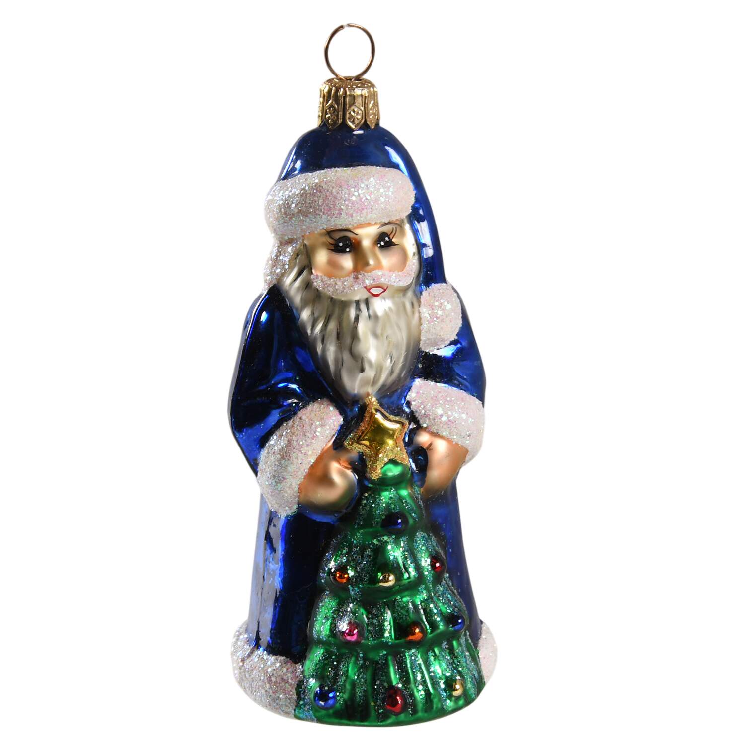 Santa with Pinecones-Trees Little Gems-Blue Suit - No Box by Christopher Radko-1
