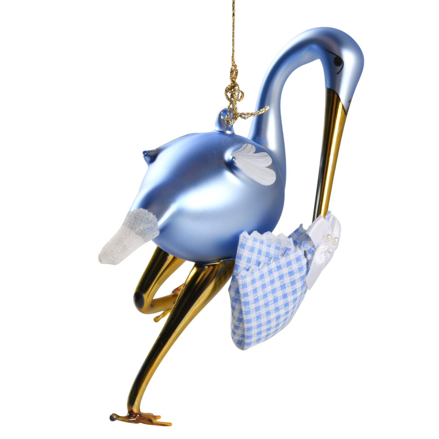 Baby Celebration Ornaments Stork Story-Blue (Italian Flair) - No Box by Christopher Radko-1