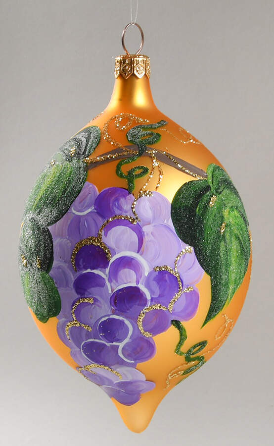 Teardrop (Shaped) Ornaments Grape Bouquet-Gold - No Box by Christopher Radko-1