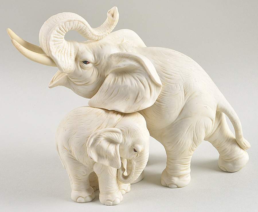 Sadek Animal Figurines Mother And Baby Elephant-White - Boxed by Sadek-1