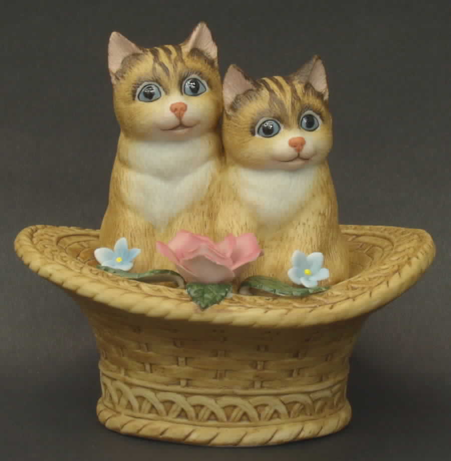 Sadek Animal Figurines Cats In Basket - Boxed by Sadek-1