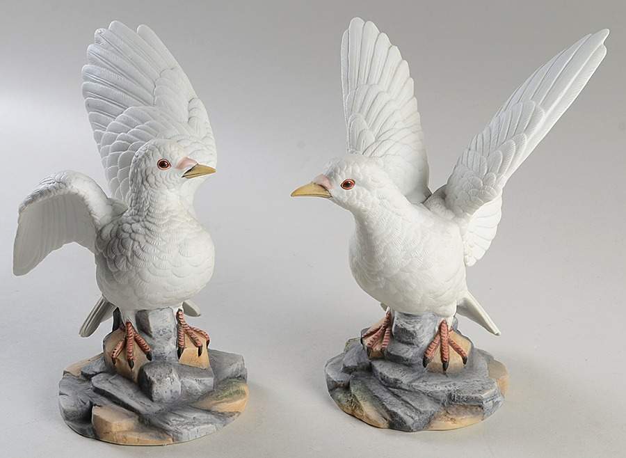 Sadek Bird Figurines Dove-White-Pair - Boxed by Sadek-1