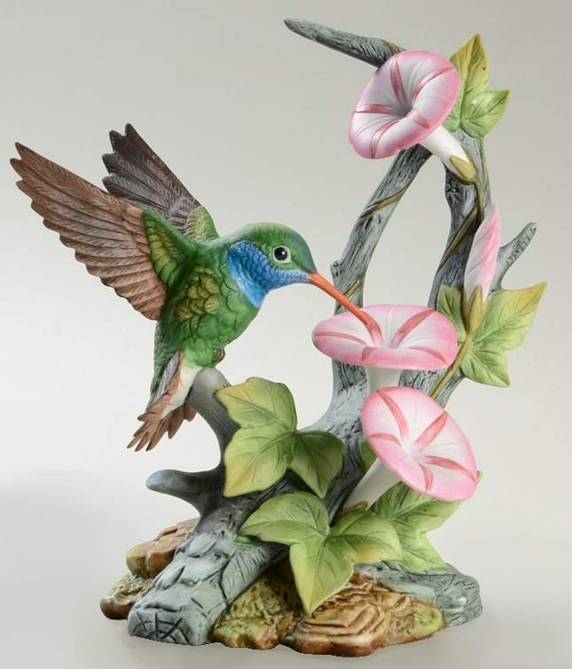 Sadek Bird Figurines Broad-Billed Hummingbird With Morning Gl - Boxed by Sadek-1