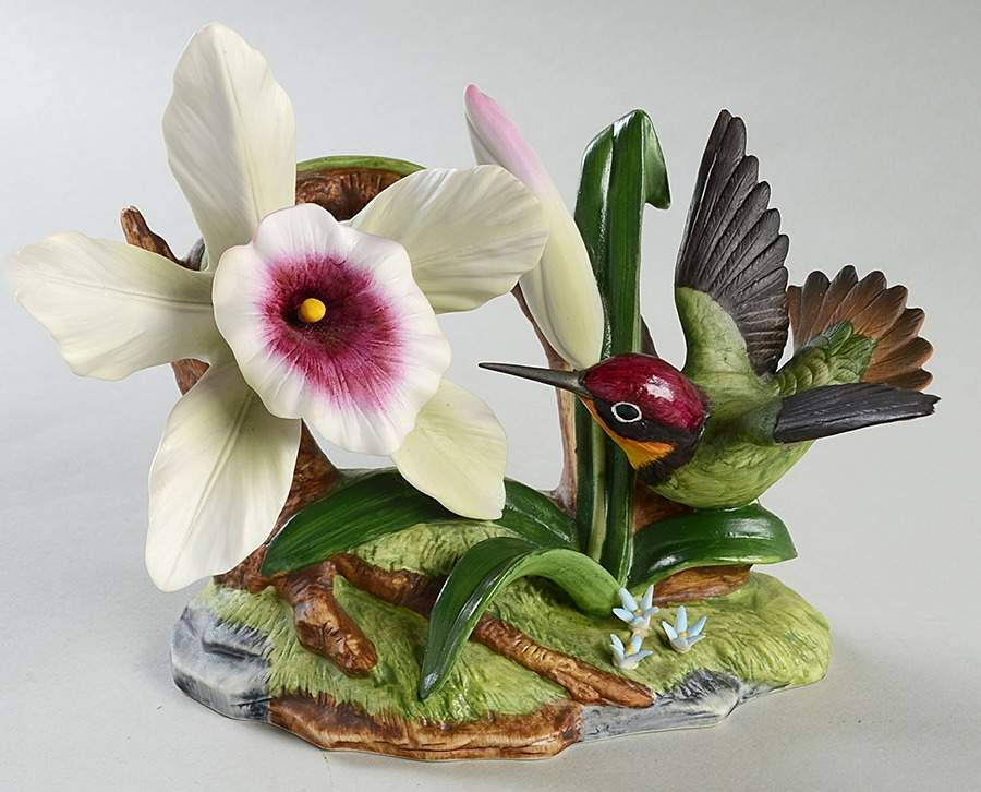 Sadek Bird Figurines Ruby-Topaz Hummingbird Worchid - No Box by Sadek-1