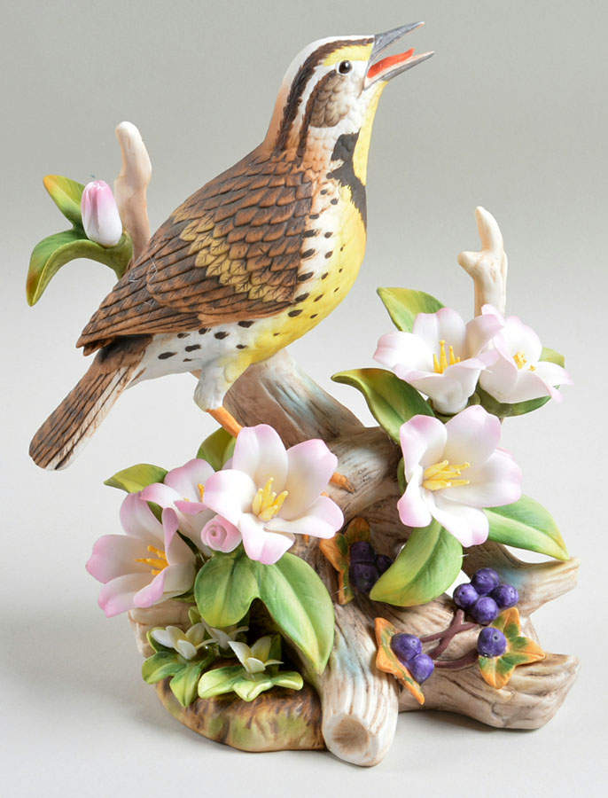 Sadek Bird Figurines Meadowlark With Rhododendron - No Box by Sadek-1