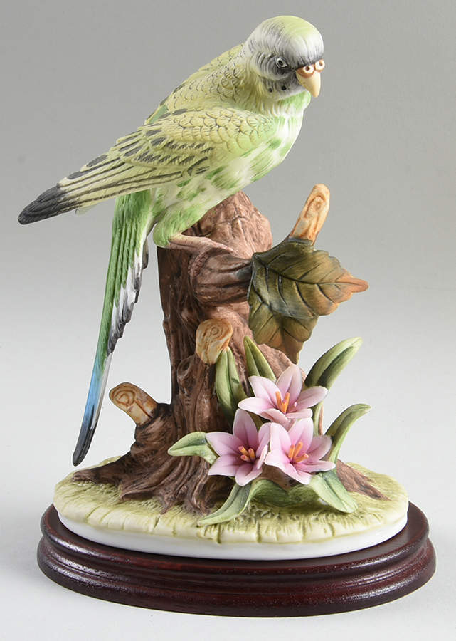 Sadek Bird Figurines Parakeet-Pink Flowers - No Box by Sadek-1
