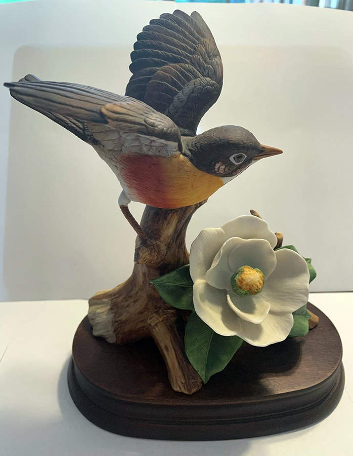 Sadek Bird Figurines Robin With Camellia - Boxed by Sadek-1