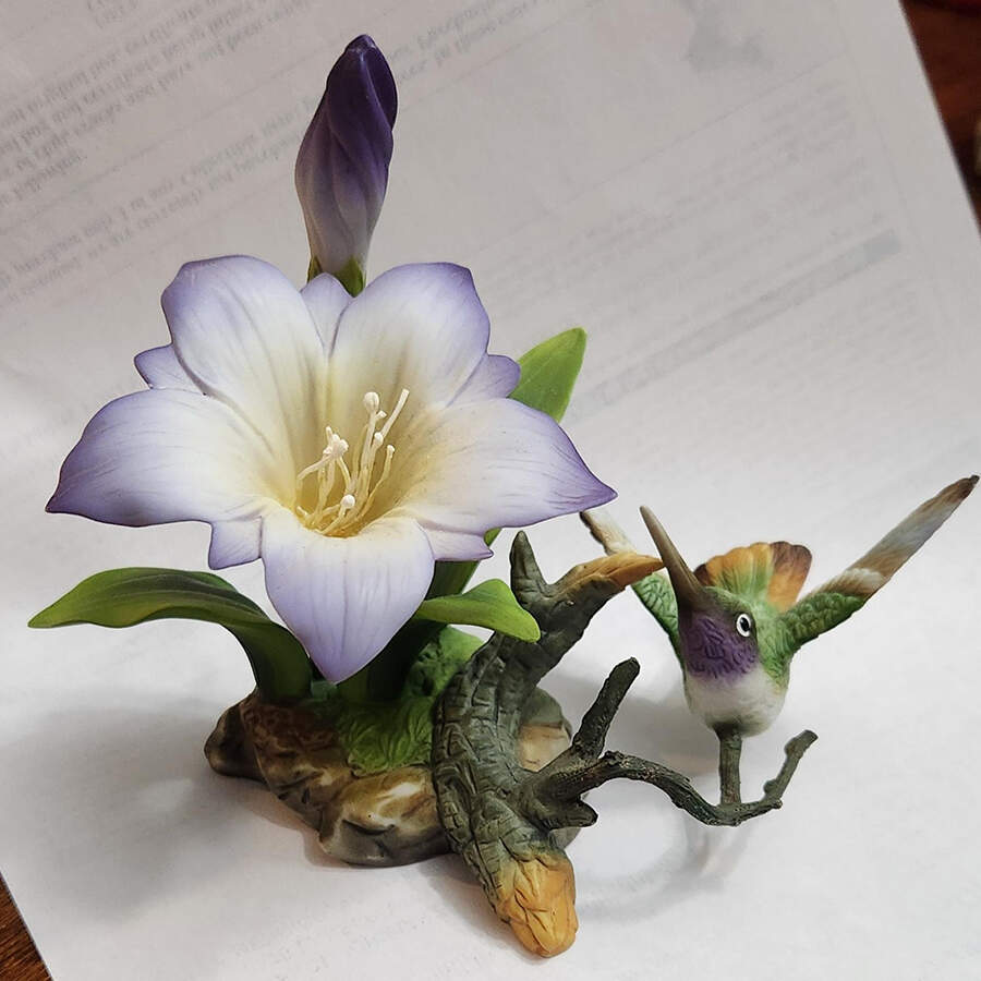Sadek Bird Figurines Gentiana With Hummingbird - Boxed by Sadek-1