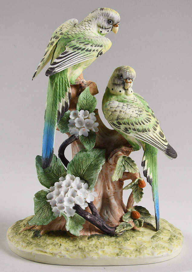 Sadek Bird Figurines Group Of Parakeets - With Box by Sadek-1