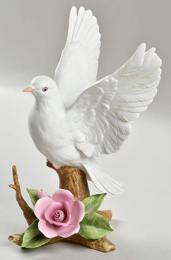 Sadek Bird Figurines White Dove With Pink Rose - Boxed by Sadek-1